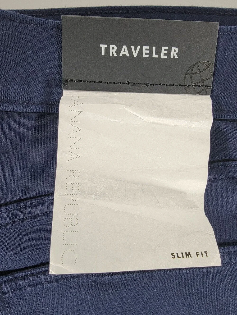 NEW Banana Republic Slim Fit Cotton Traveler Pant Stetch Navy Blue 36x30